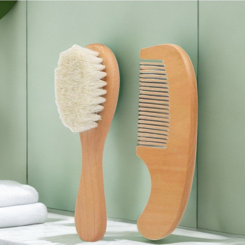 Wooden Baby Hair Brush & Comb Set