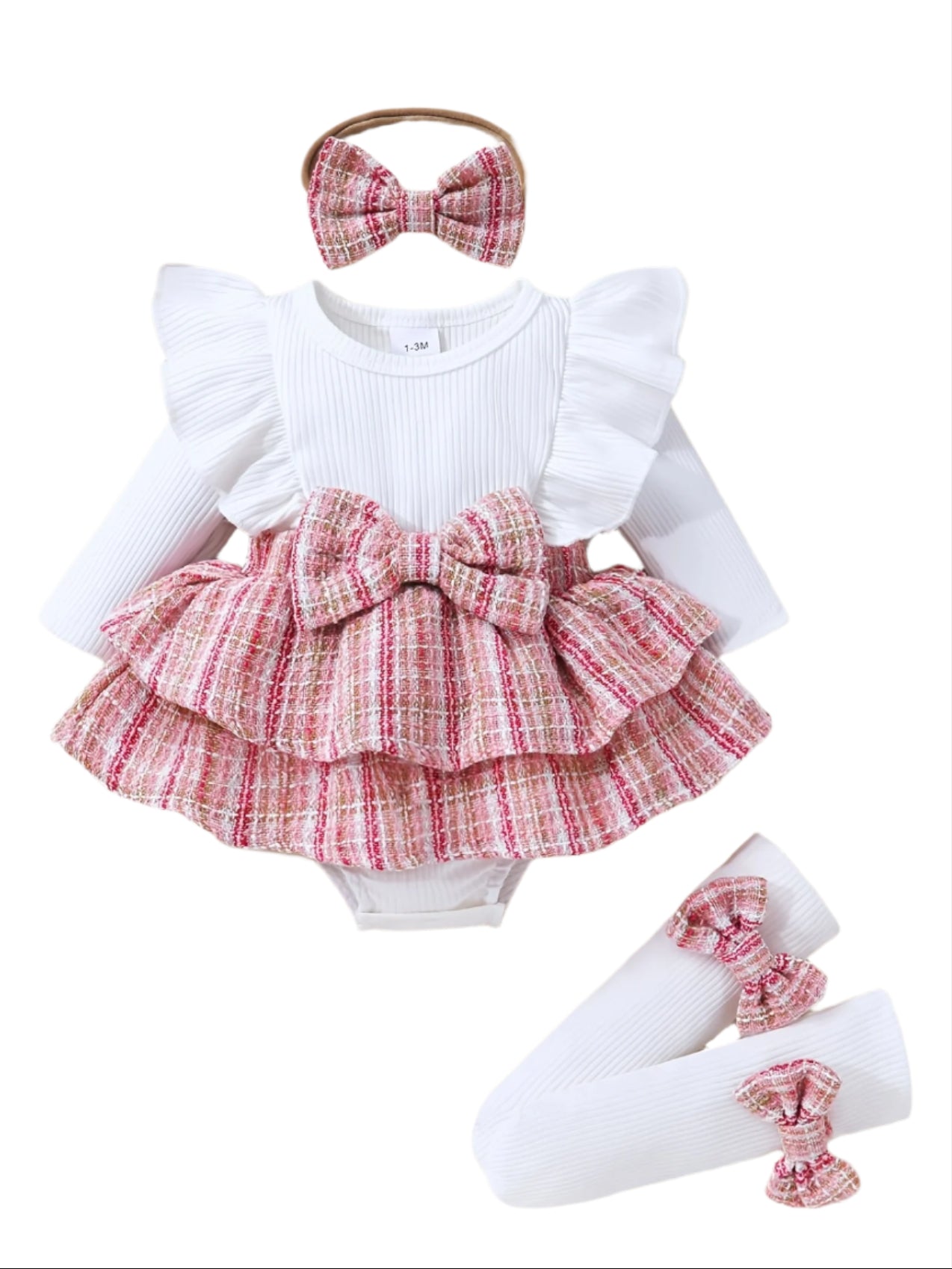 Ruffle Bloom 3-Piece Set – Ruffle Dress, Socks & Headband
