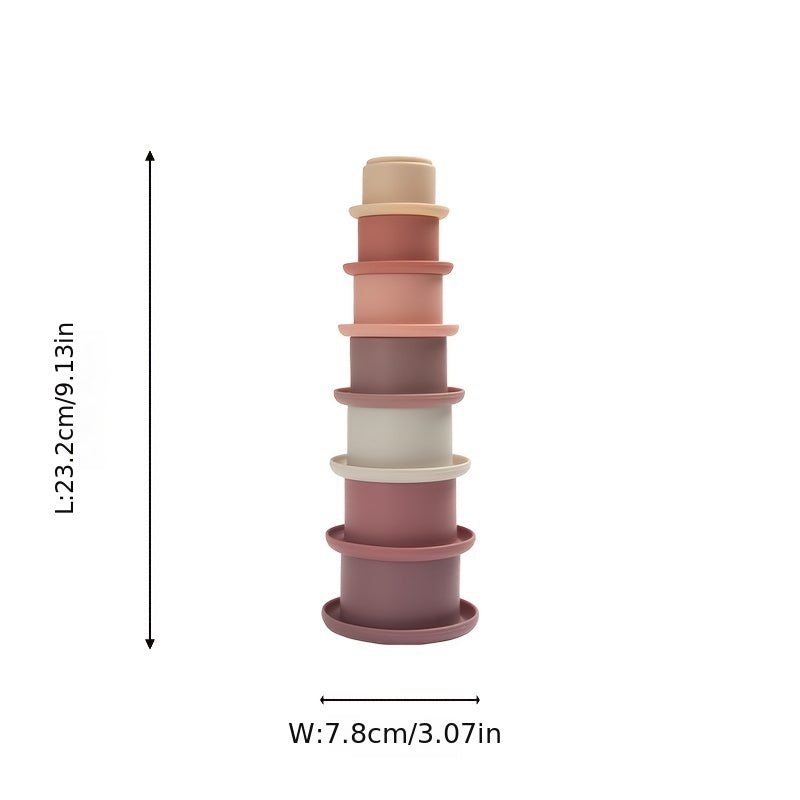 Rainbow Silicone Stacking Cups