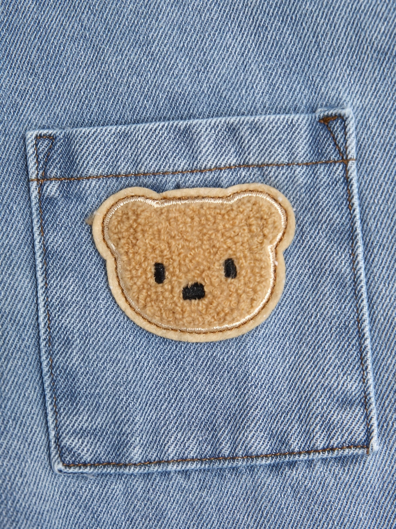 Girls' Colour-Block Long Denim Overalls