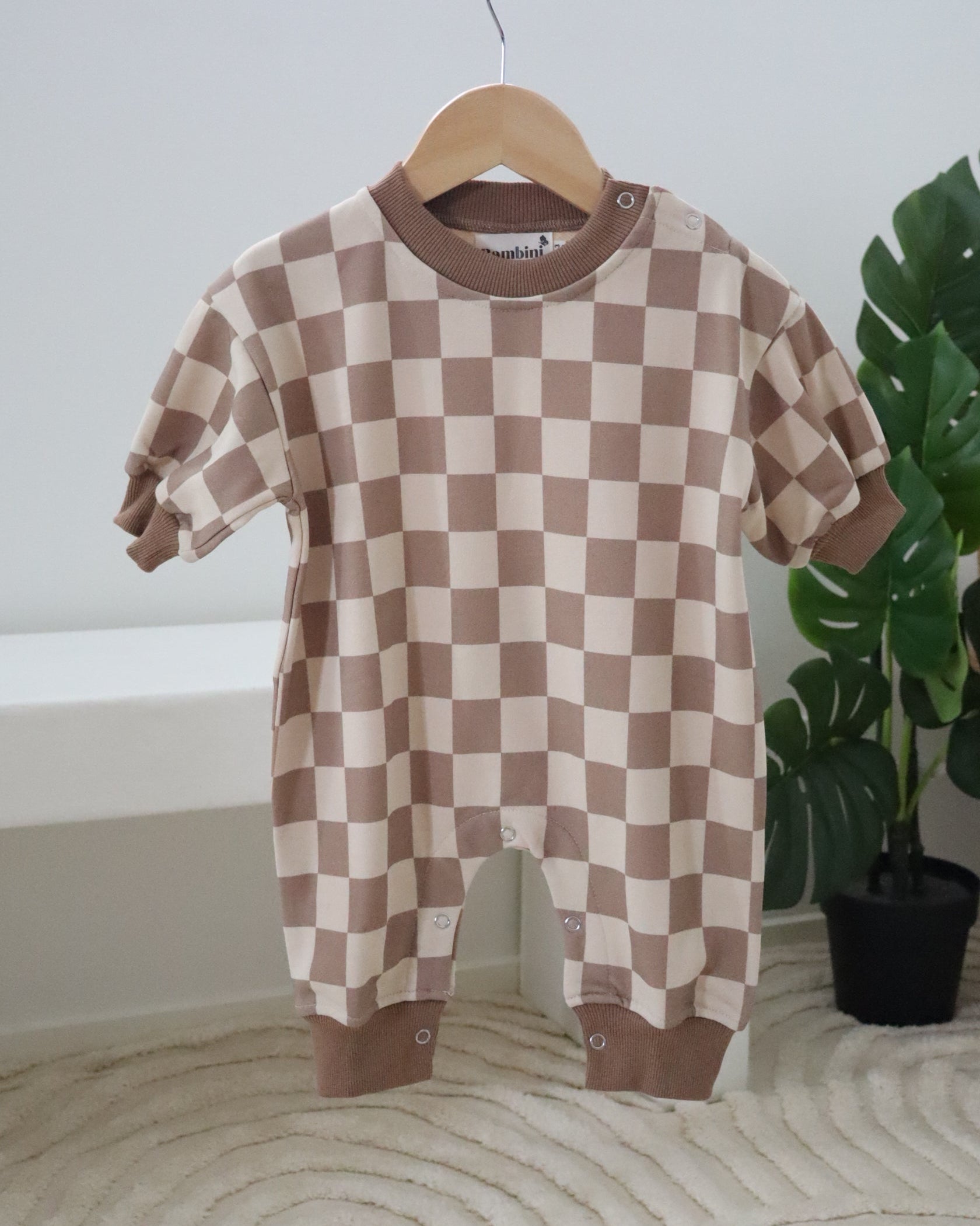 Check Print Oversized Romper
