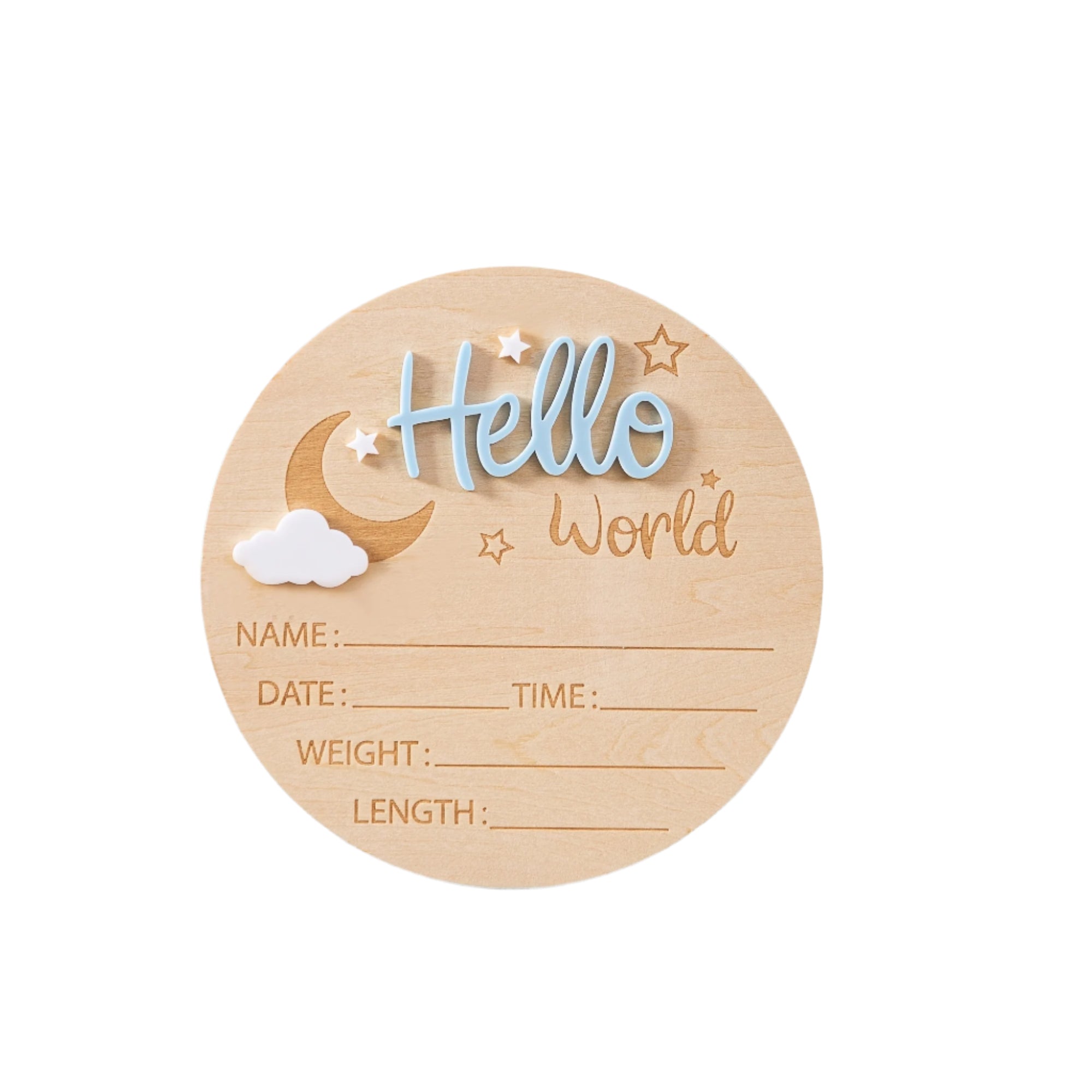 Wooden "Hello World" Newborn Announcement Sign