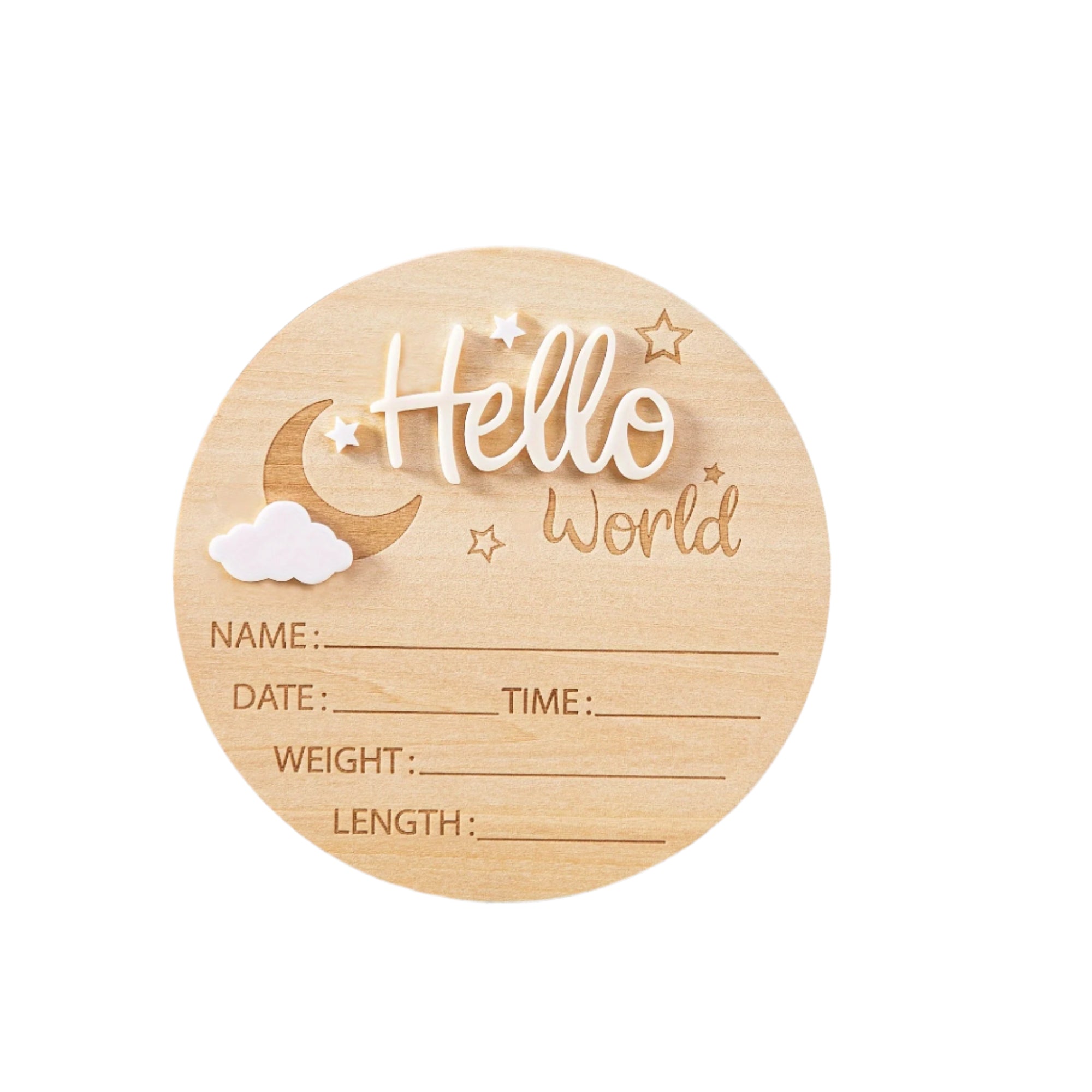Wooden "Hello World" Newborn Announcement Sign