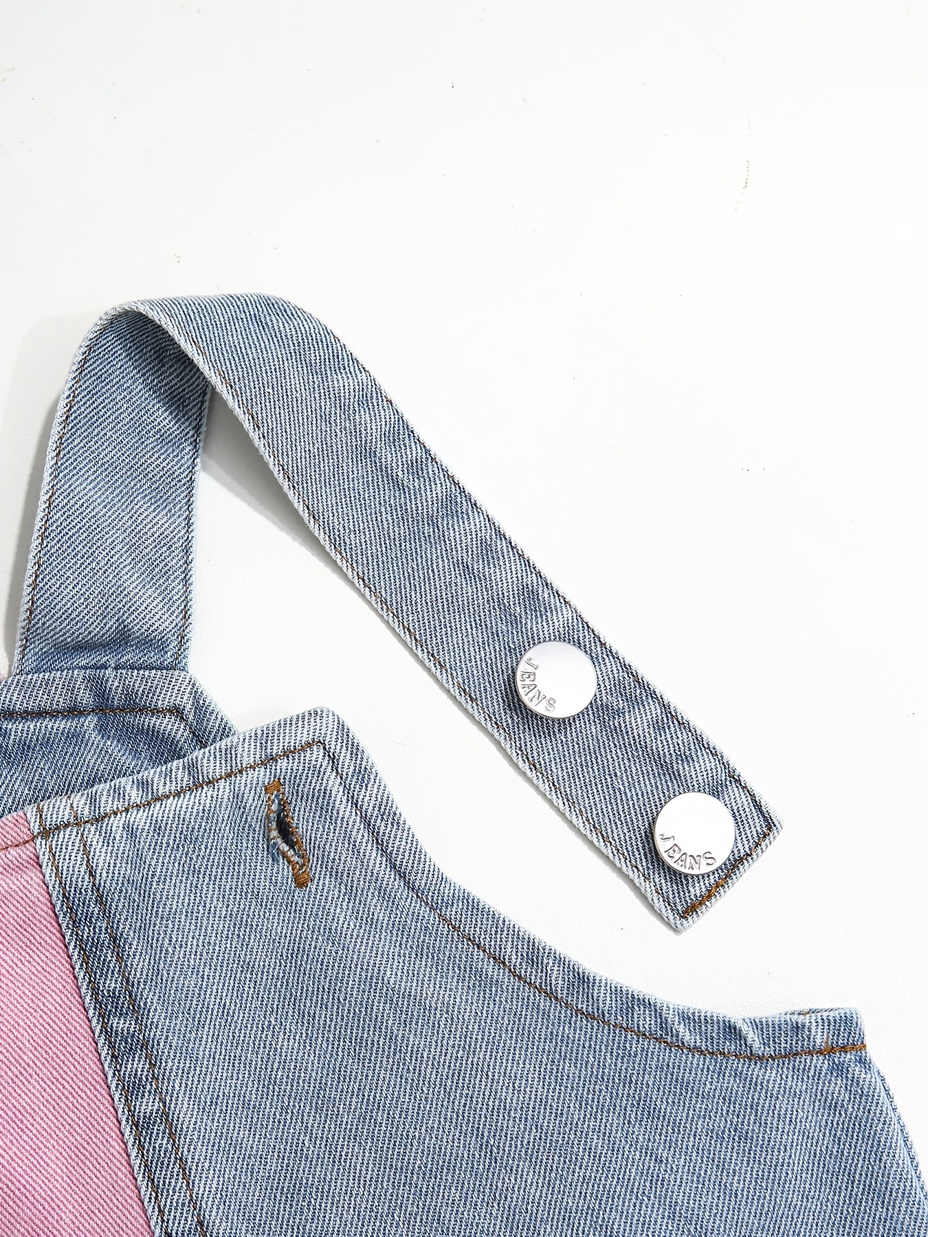 Girls' Colour-Block Long Denim Overalls