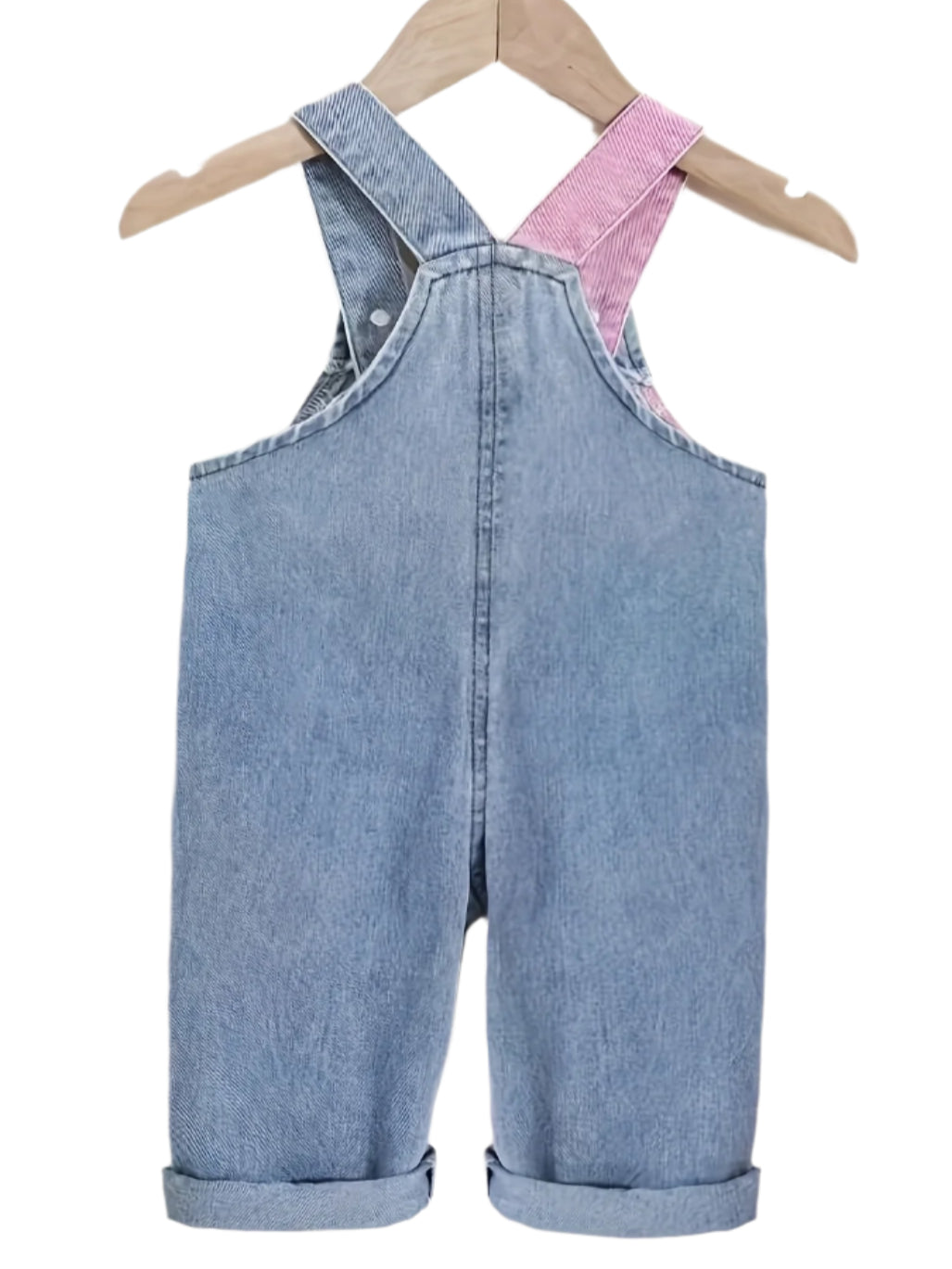 Girls' Colour-Block Long Denim Overalls