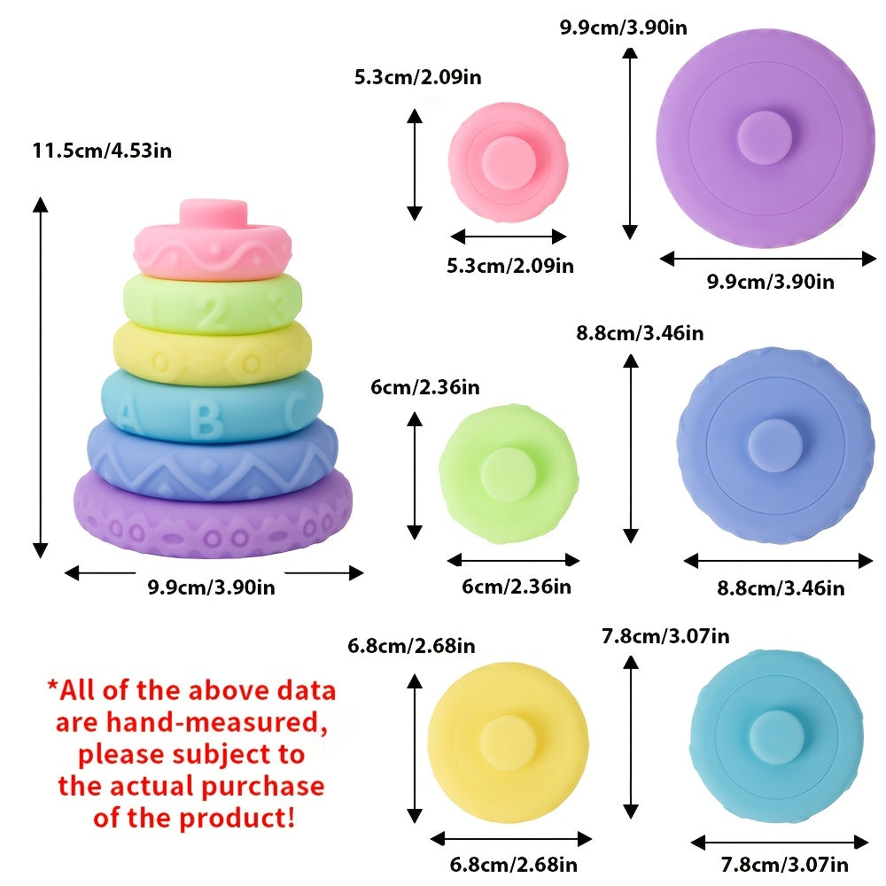 Soft Rainbow Stacking Rings – 6pc Sensory & Learning Toy