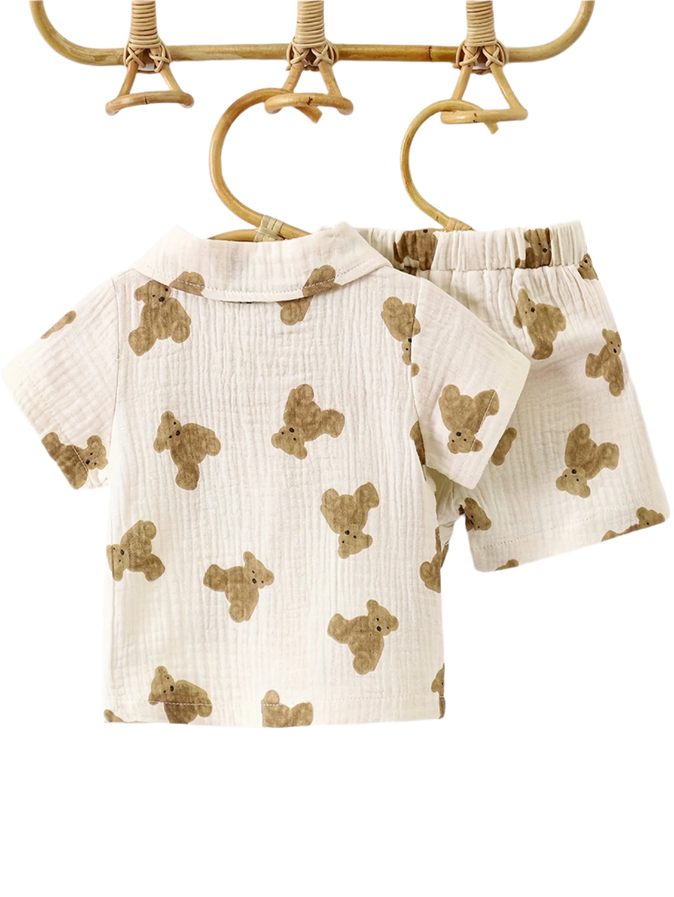 Two-Piece Bear Pattern Casual Outfit