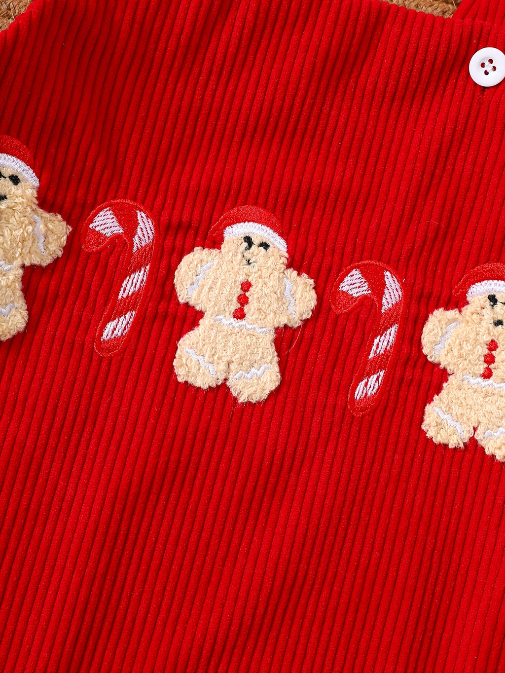 Gingerbread Embroidered Romper