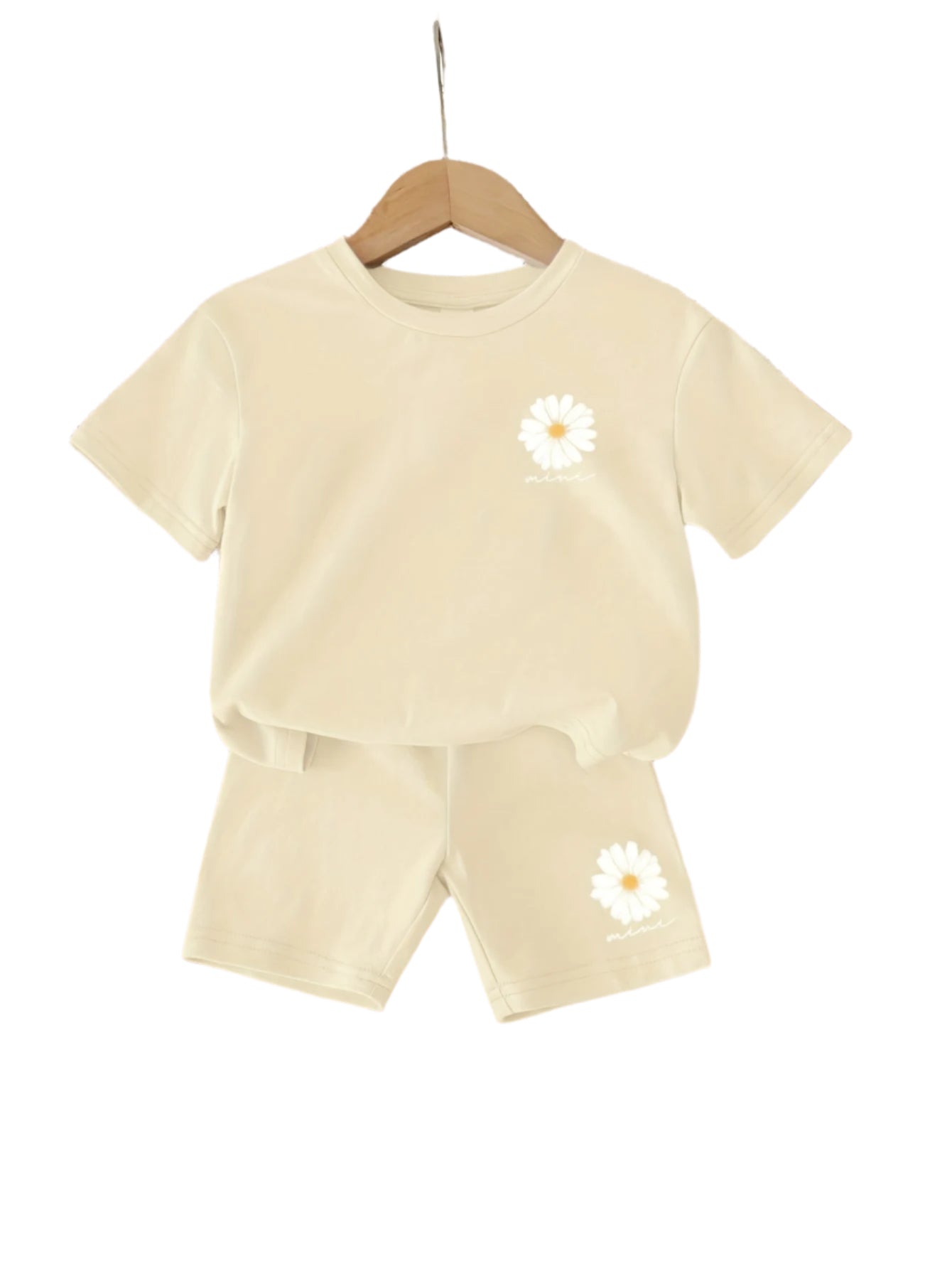2-Piece Girls Summer Daisy Set Beige