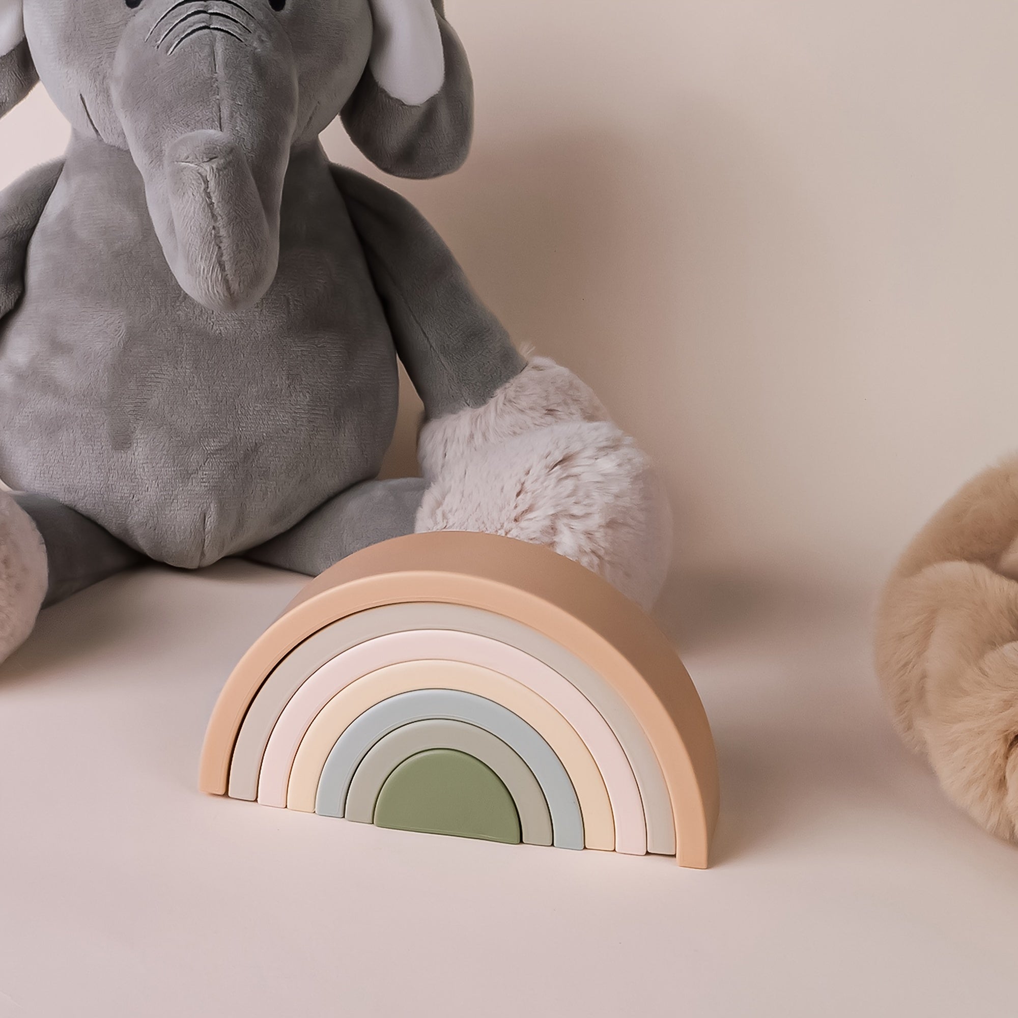 7pcs Silicone Rainbow Stacker Shape Puzzle