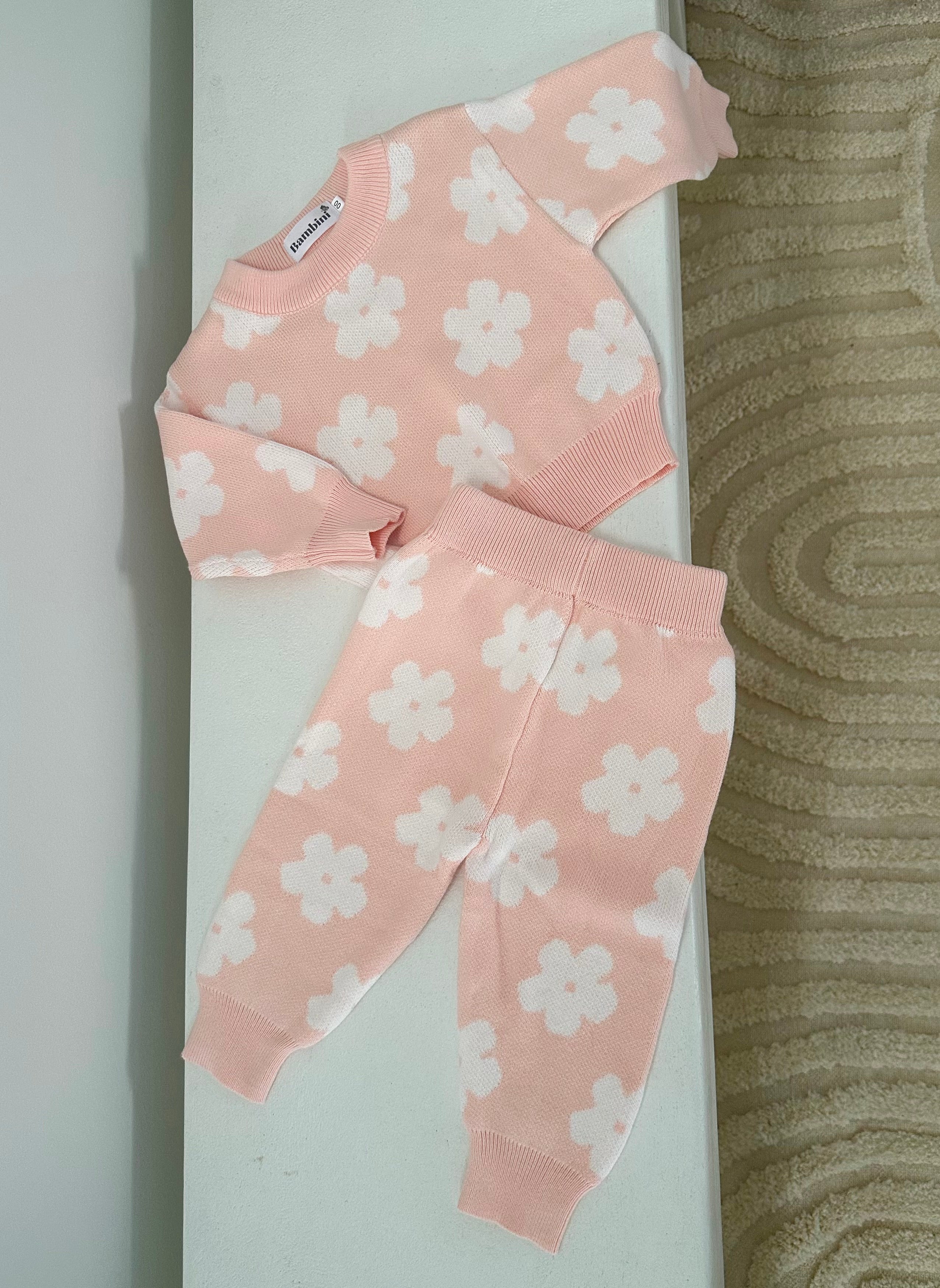 Pink Floral Knit Set