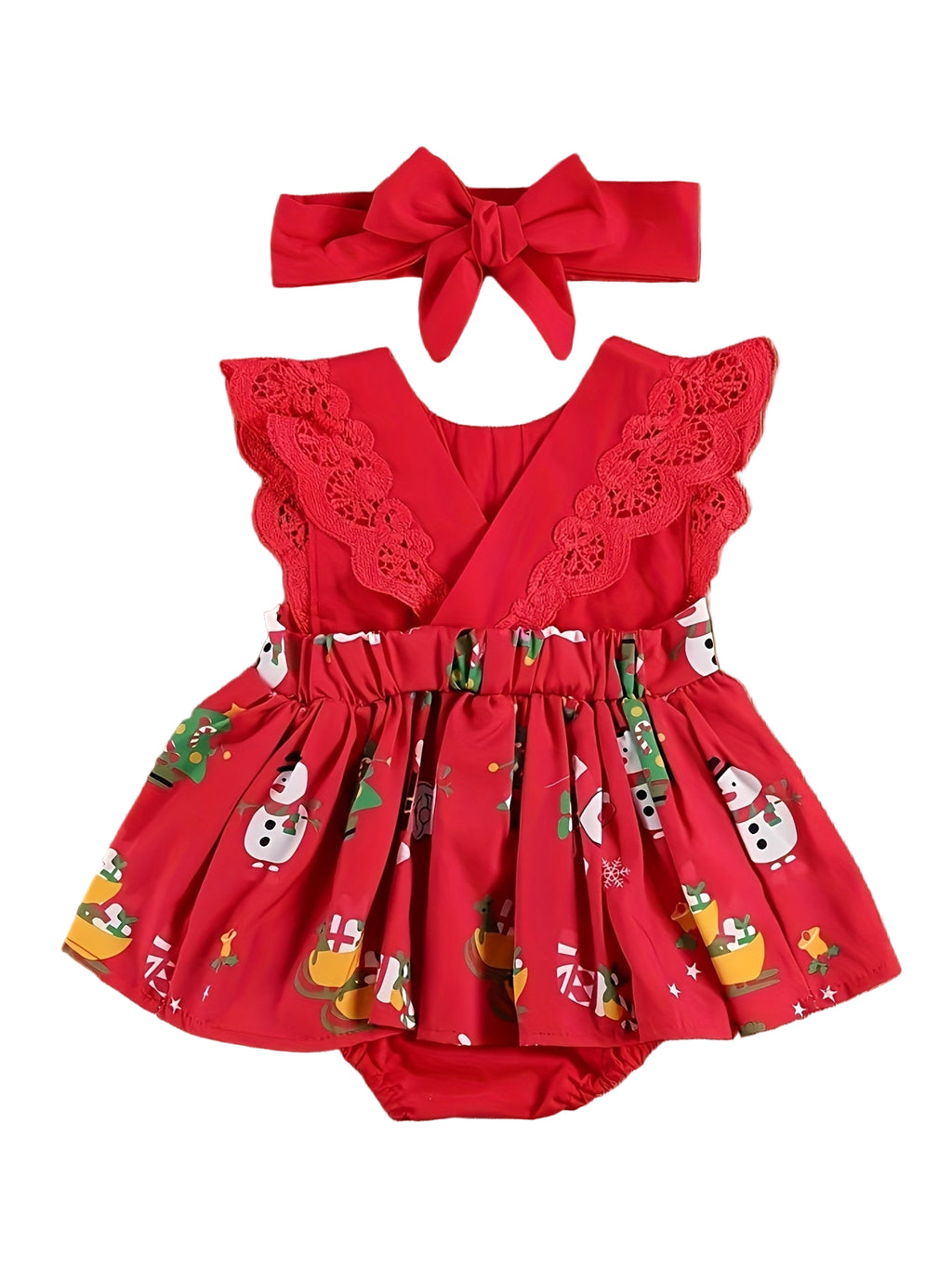 Ruffle Trim Christmas Romper
