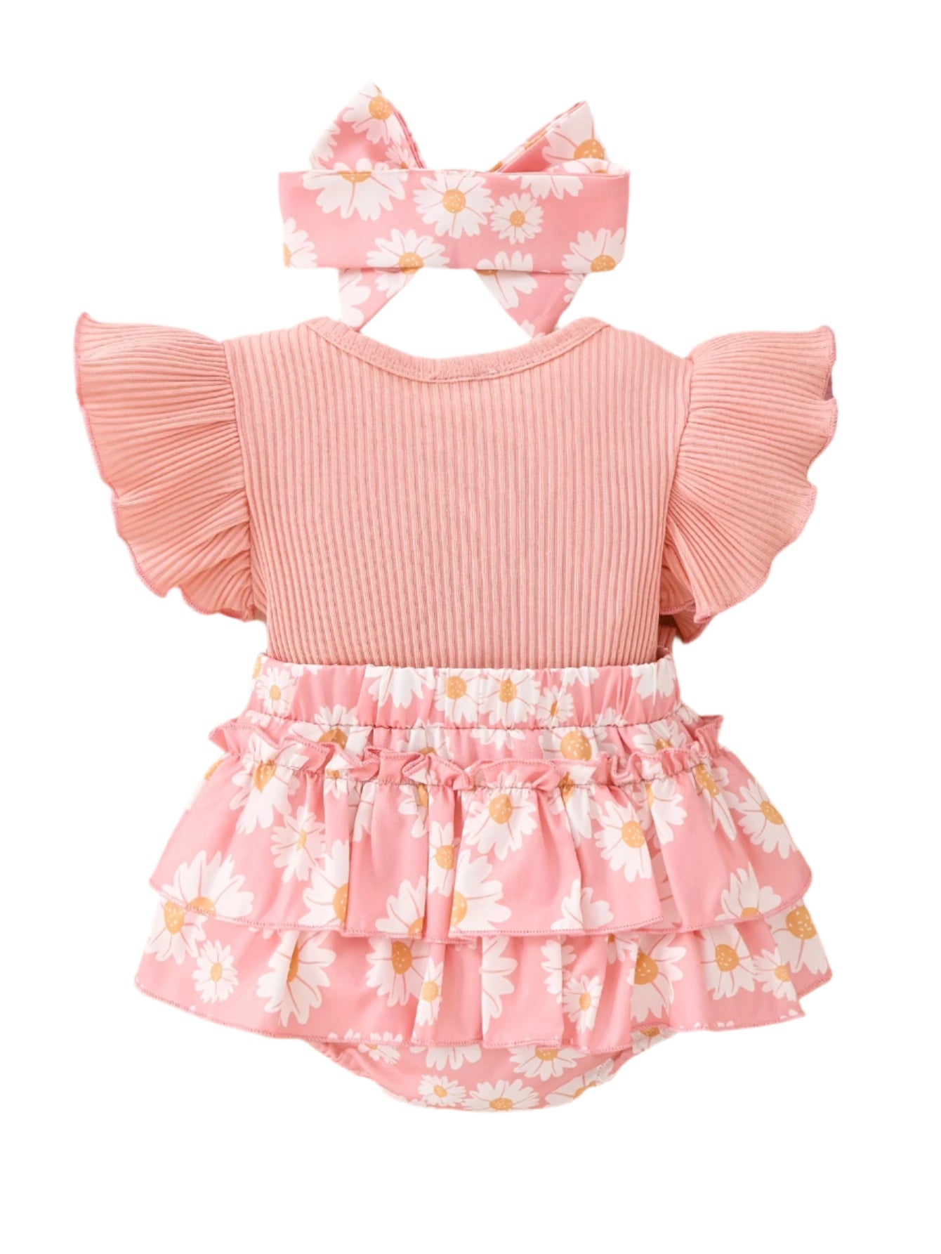 Blossom Breeze 2-Piece Set – Triangle Dress & Bow Headband