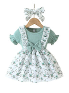 Girls Summer Floral Bow Dress