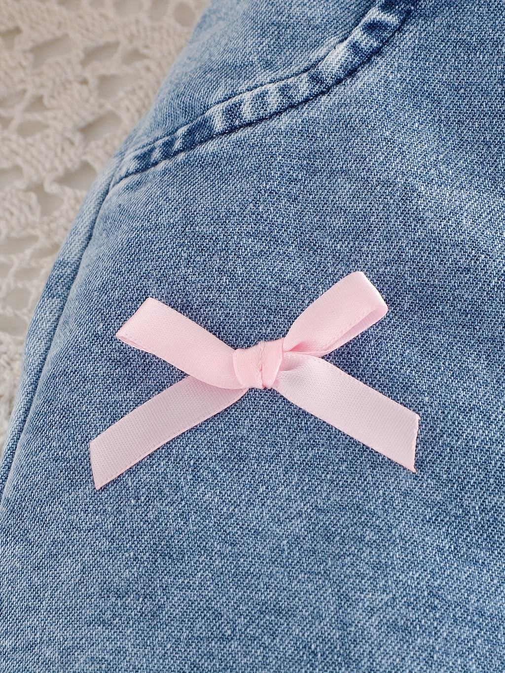 Pixie Bow Denim Wash Pants