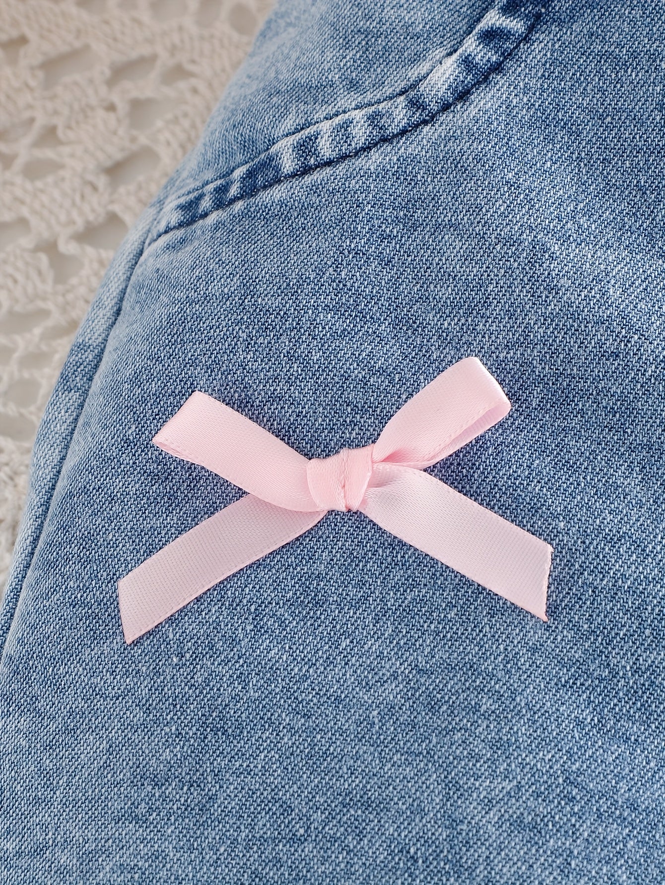Pixie Bow Denim Wash Pants