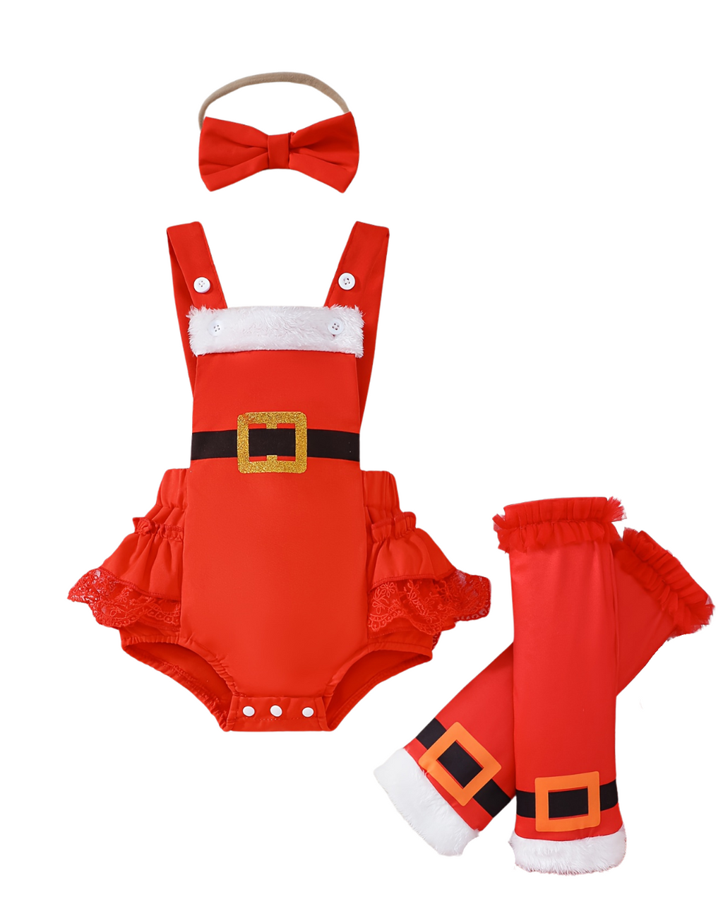 3-Piece Baby Girl Santa Outfit