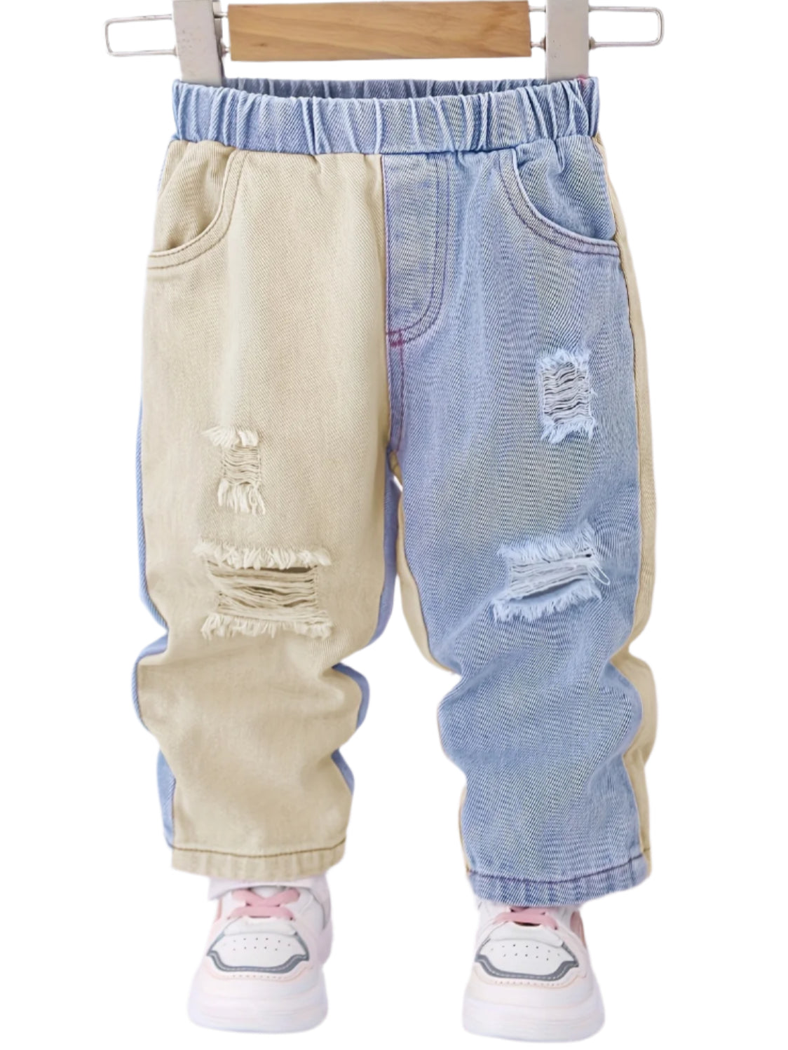 Colour-Blocked Denim Pants