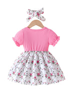 Girls Summer Floral Bow Dress