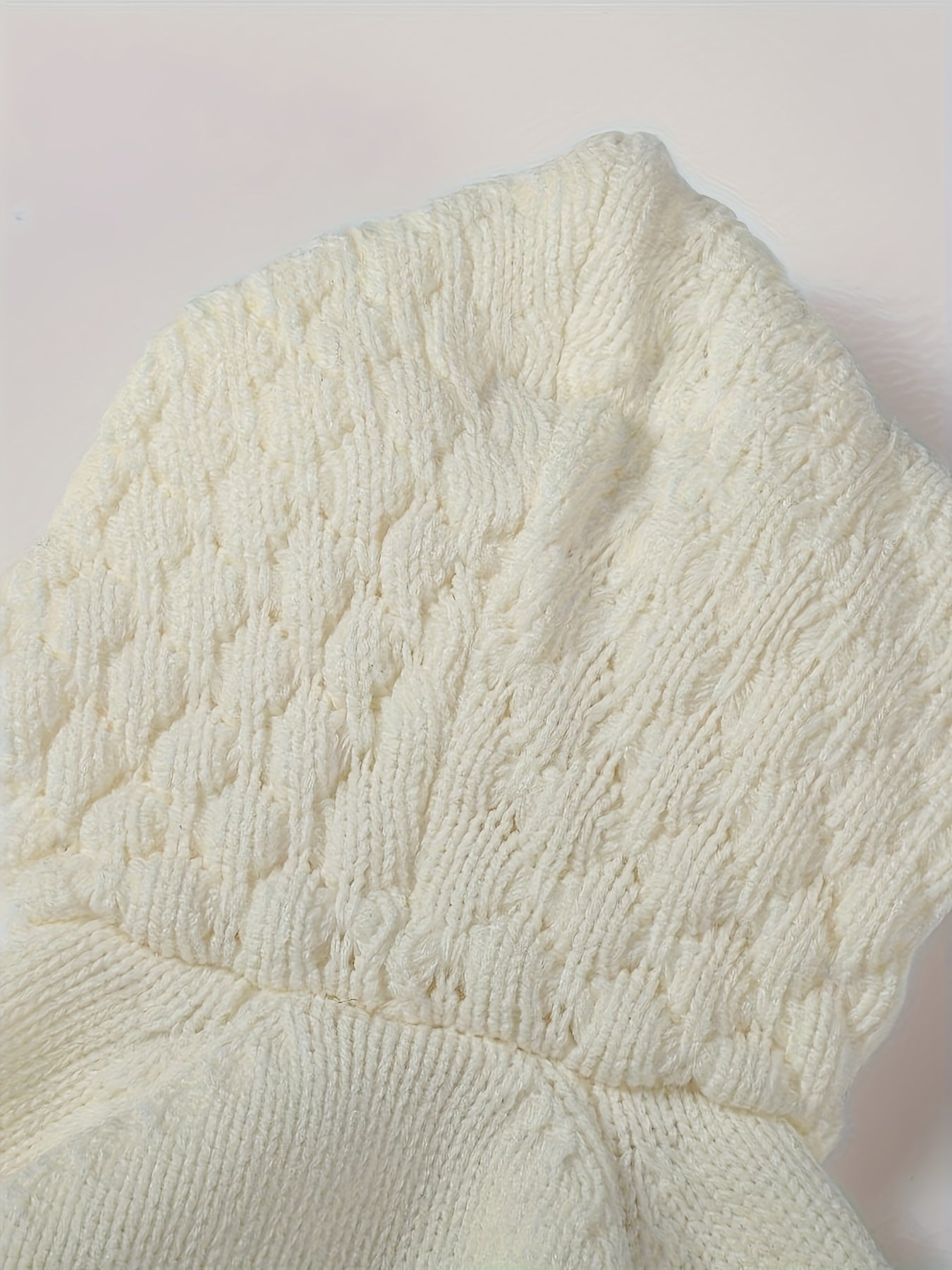 Pom-Pom Hooded Knit Romper White