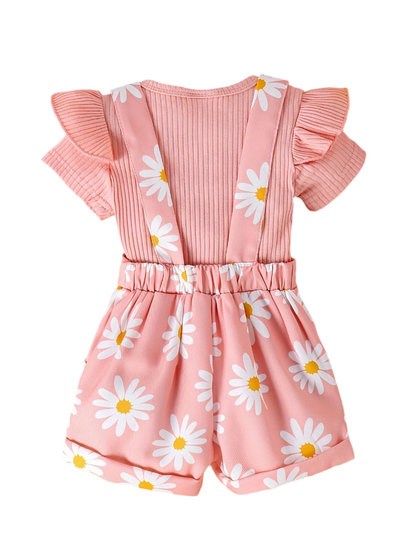 2-Piece Pink Daisy Print Overall