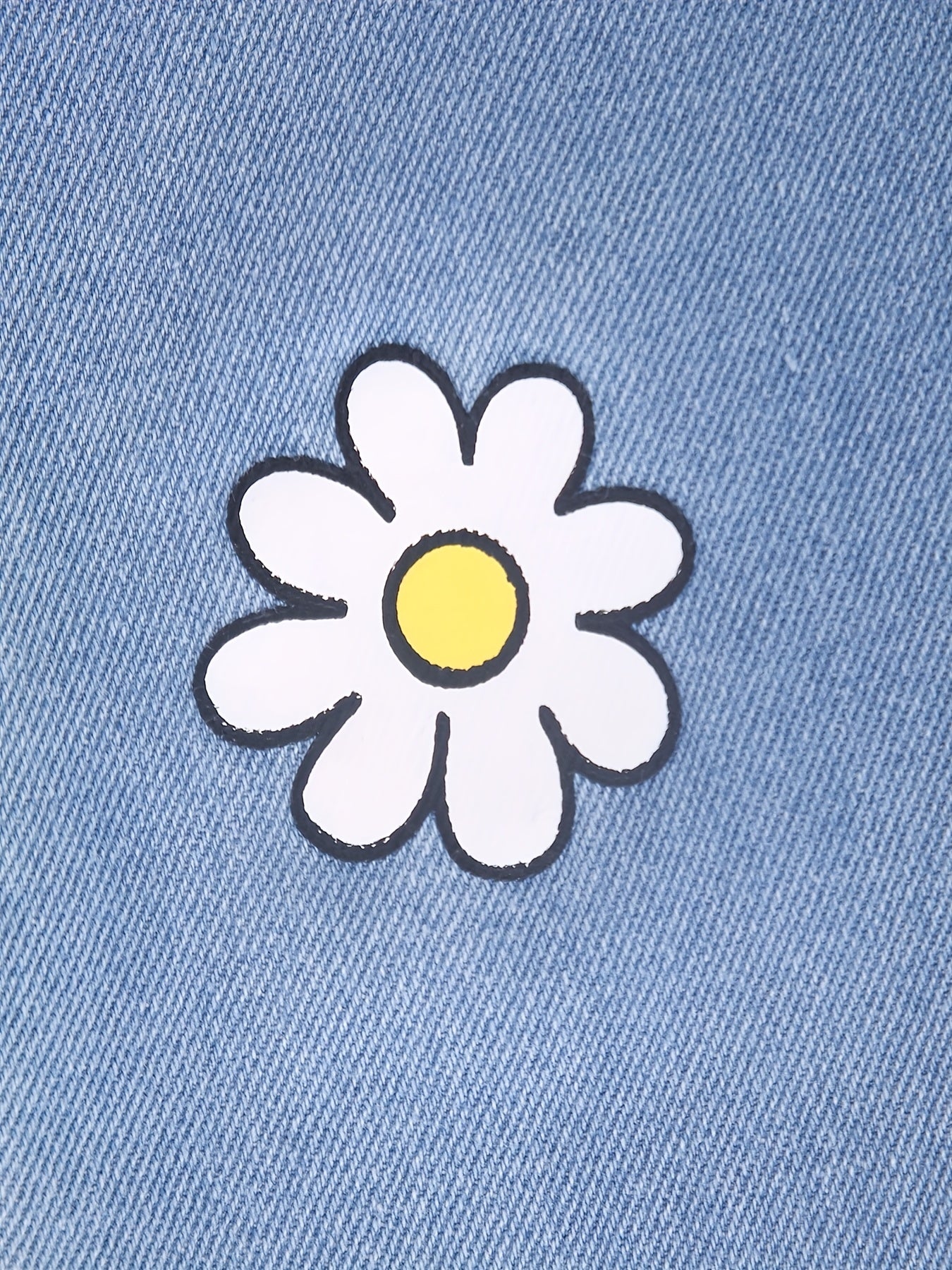 Floral Daisy Print Denim Pants