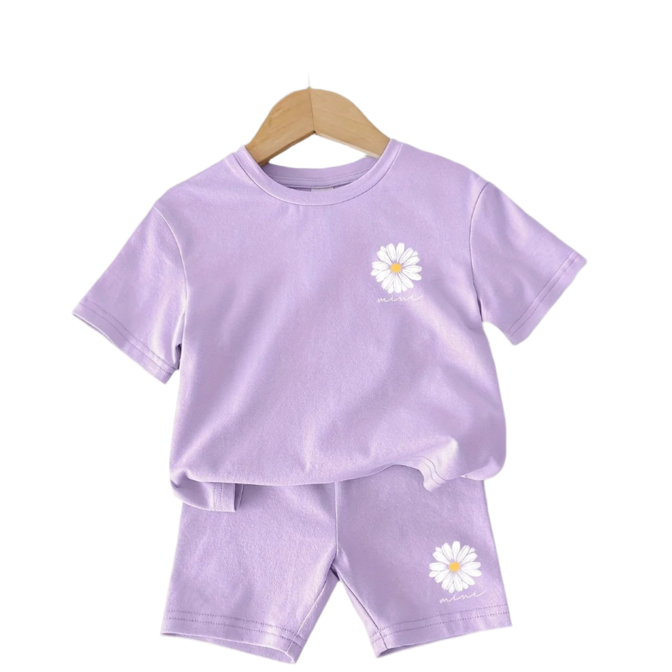2-Piece Girls Summer Daisy Set Purple