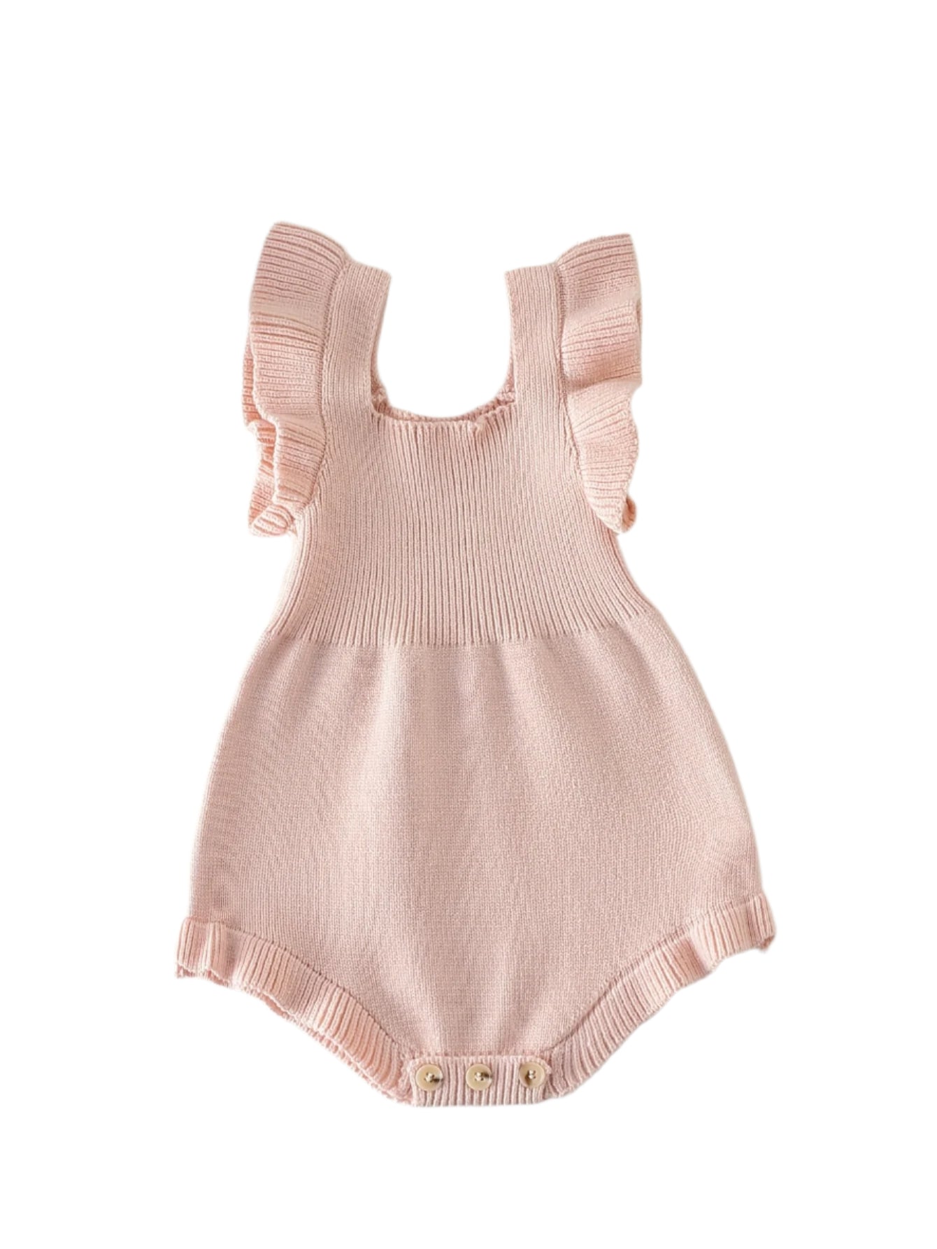 Pink Knit Ruffle Sleeve Romper