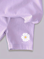 2-Piece Girls Summer Daisy Set Purple