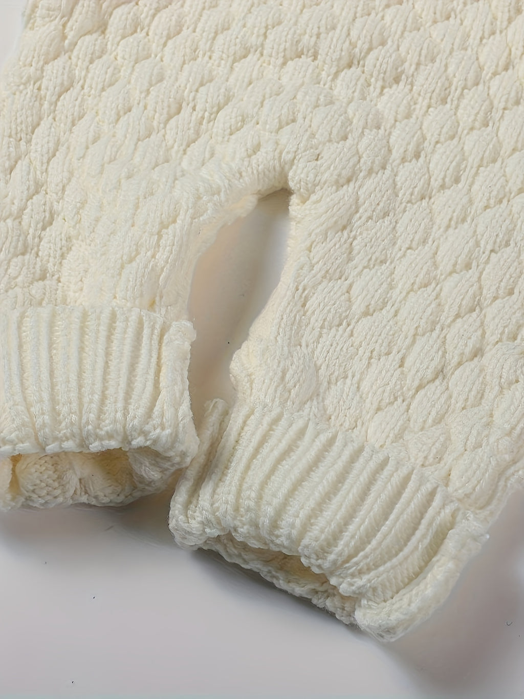 Pom-Pom Hooded Knit Romper White