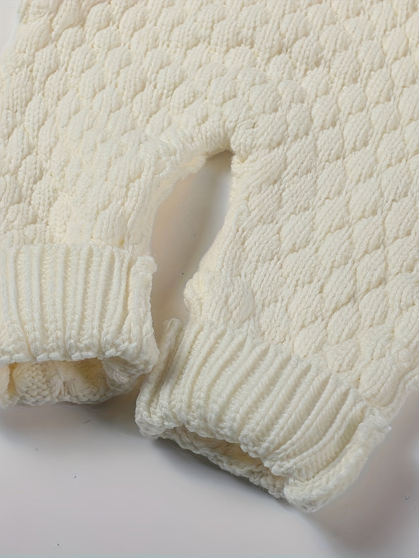 Pom-Pom Hooded Knit Romper White