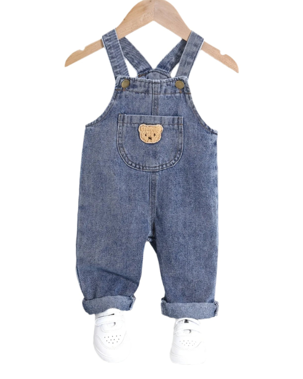Denim Overalls with Bear Patch