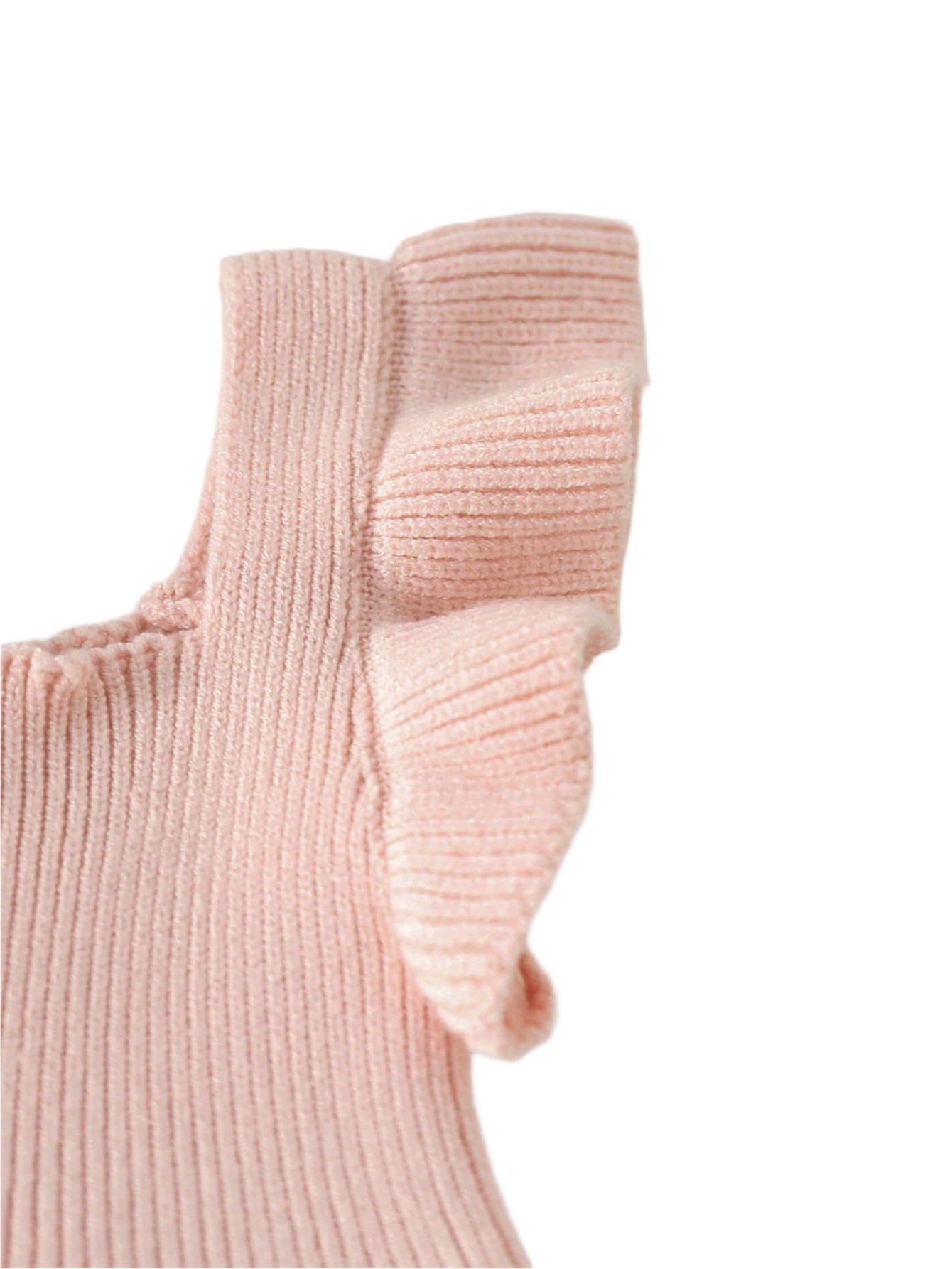 Pink Knit Ruffle Sleeve Romper