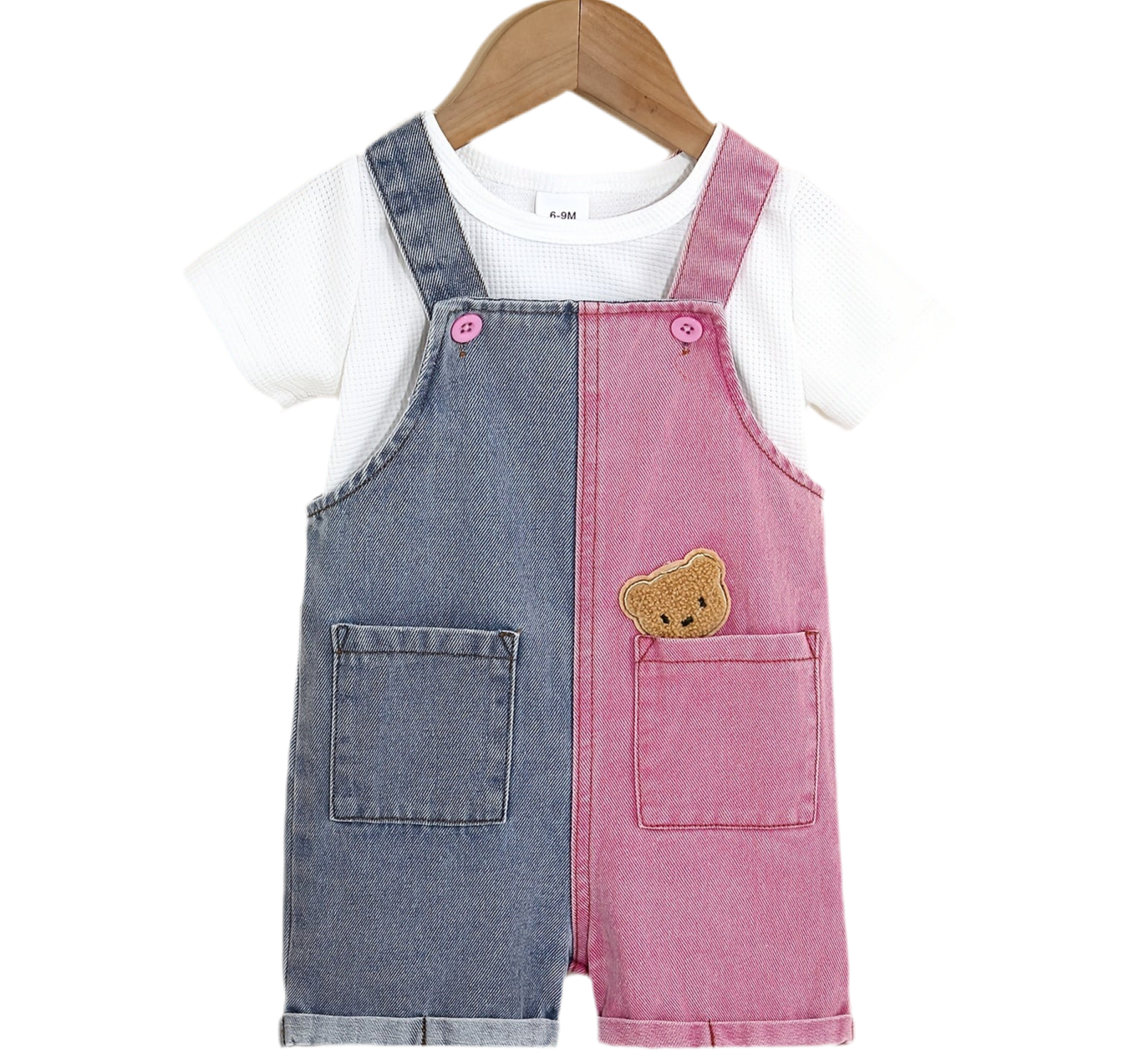 Girls Short Denim Overalls & T-Shirt Set
