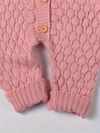 Pom-Pom Hooded Knit Romper Pink