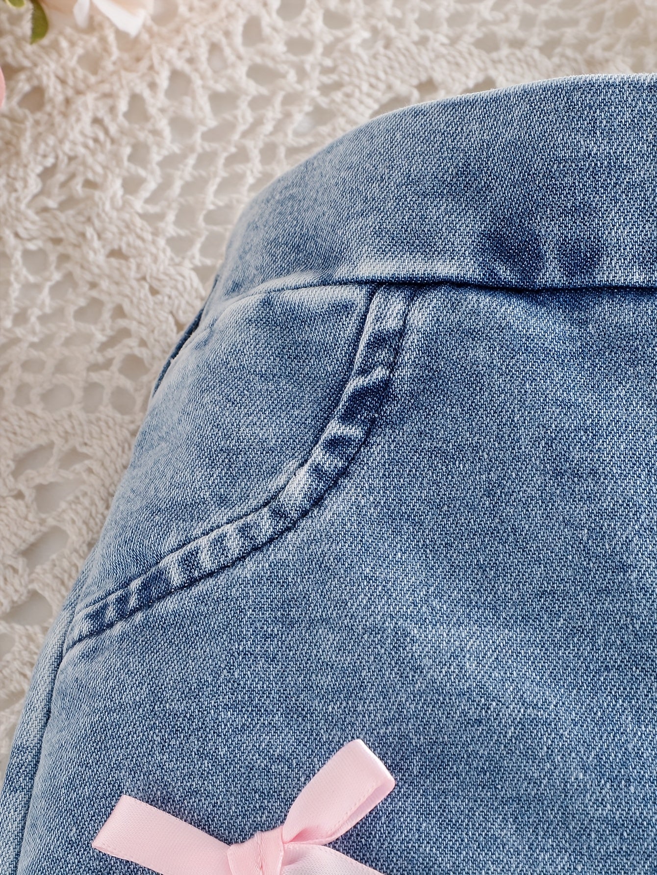 Pixie Bow Denim Wash Pants