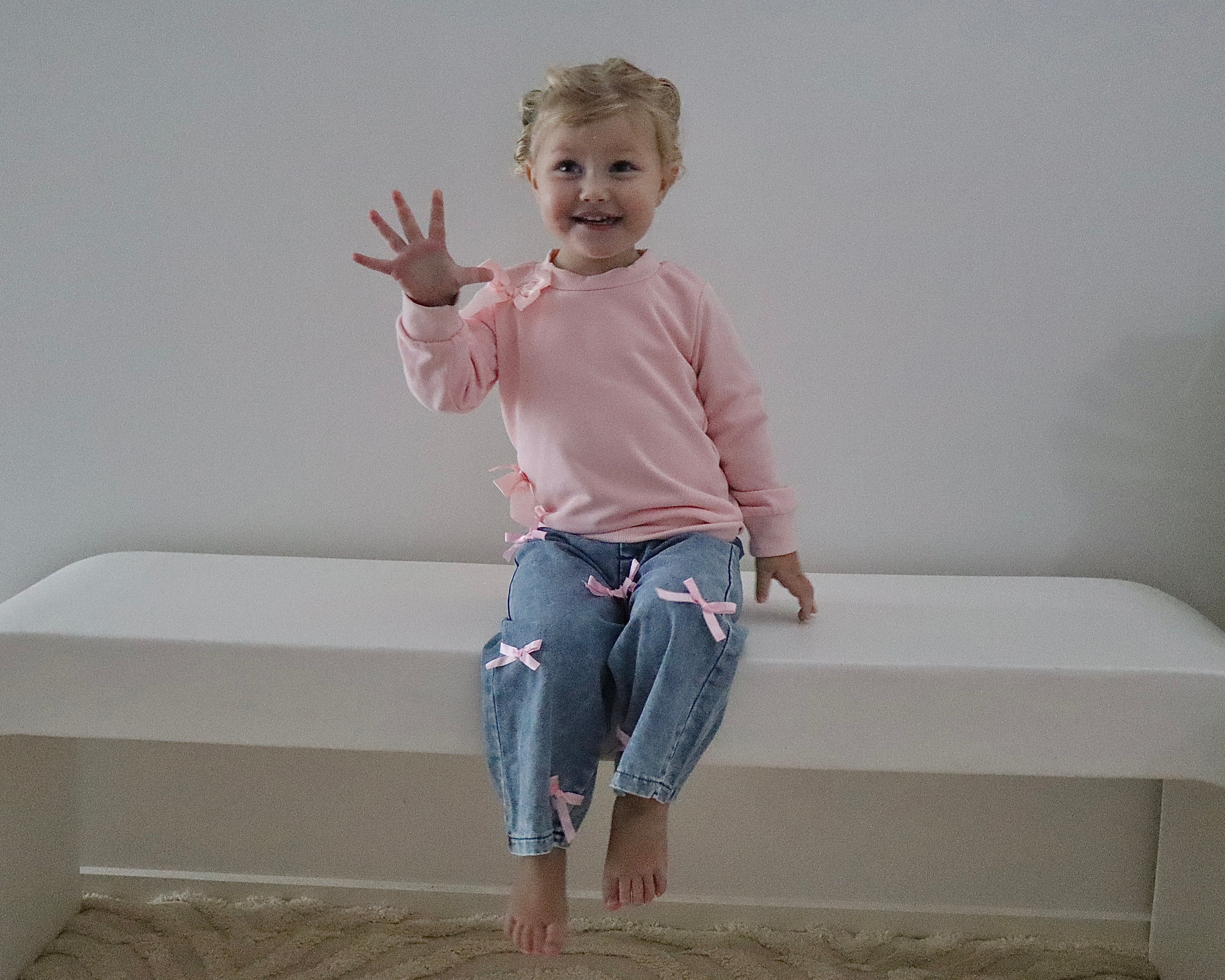 Pixie Bow Denim Wash Pants