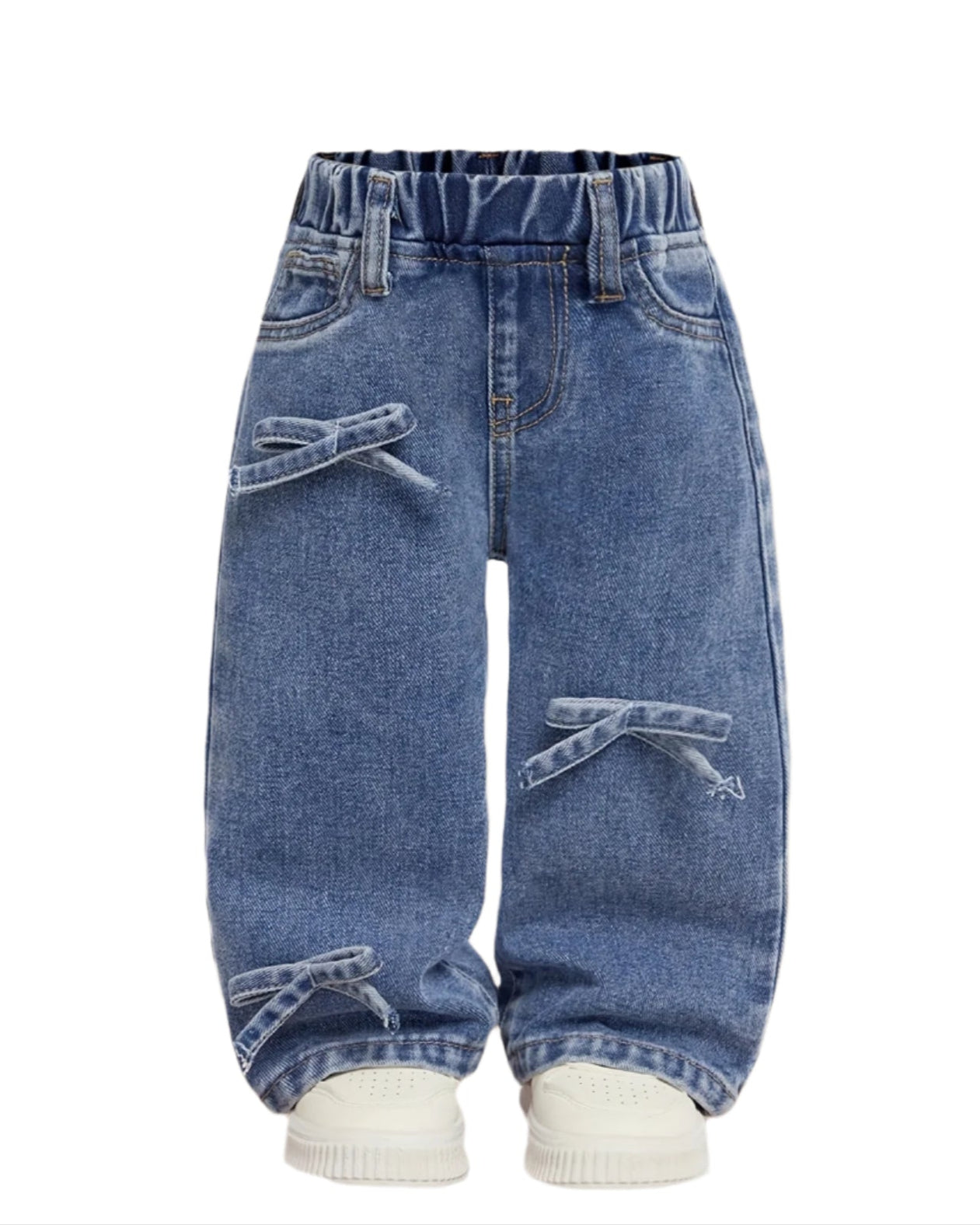 Blue denim bow baby pants