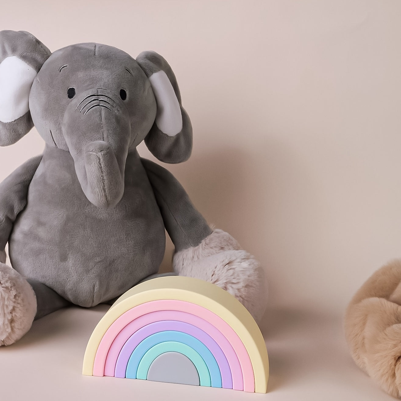7pcs Silicone Rainbow Stacker Shape Puzzle