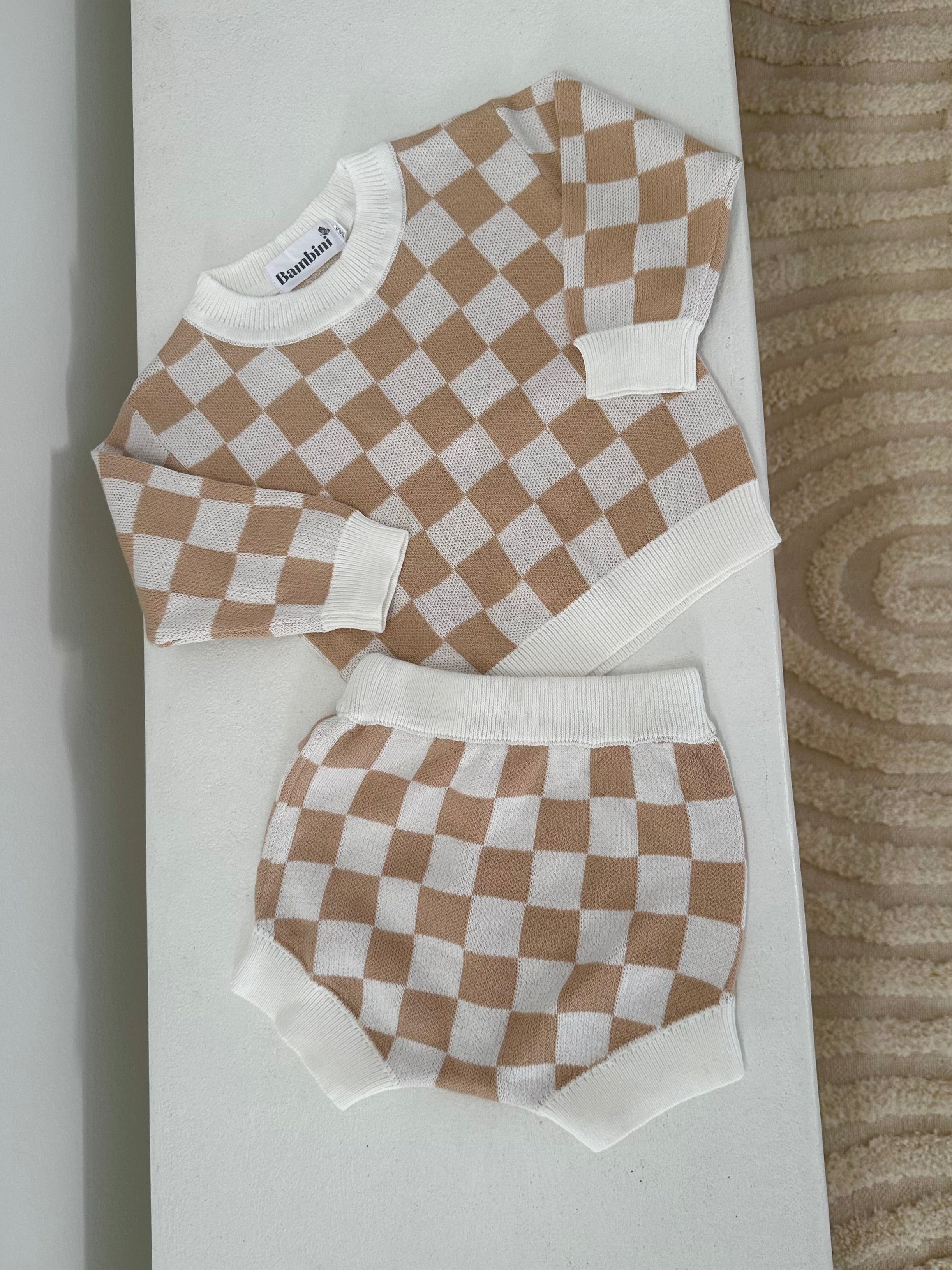 Gingham Knitted Set