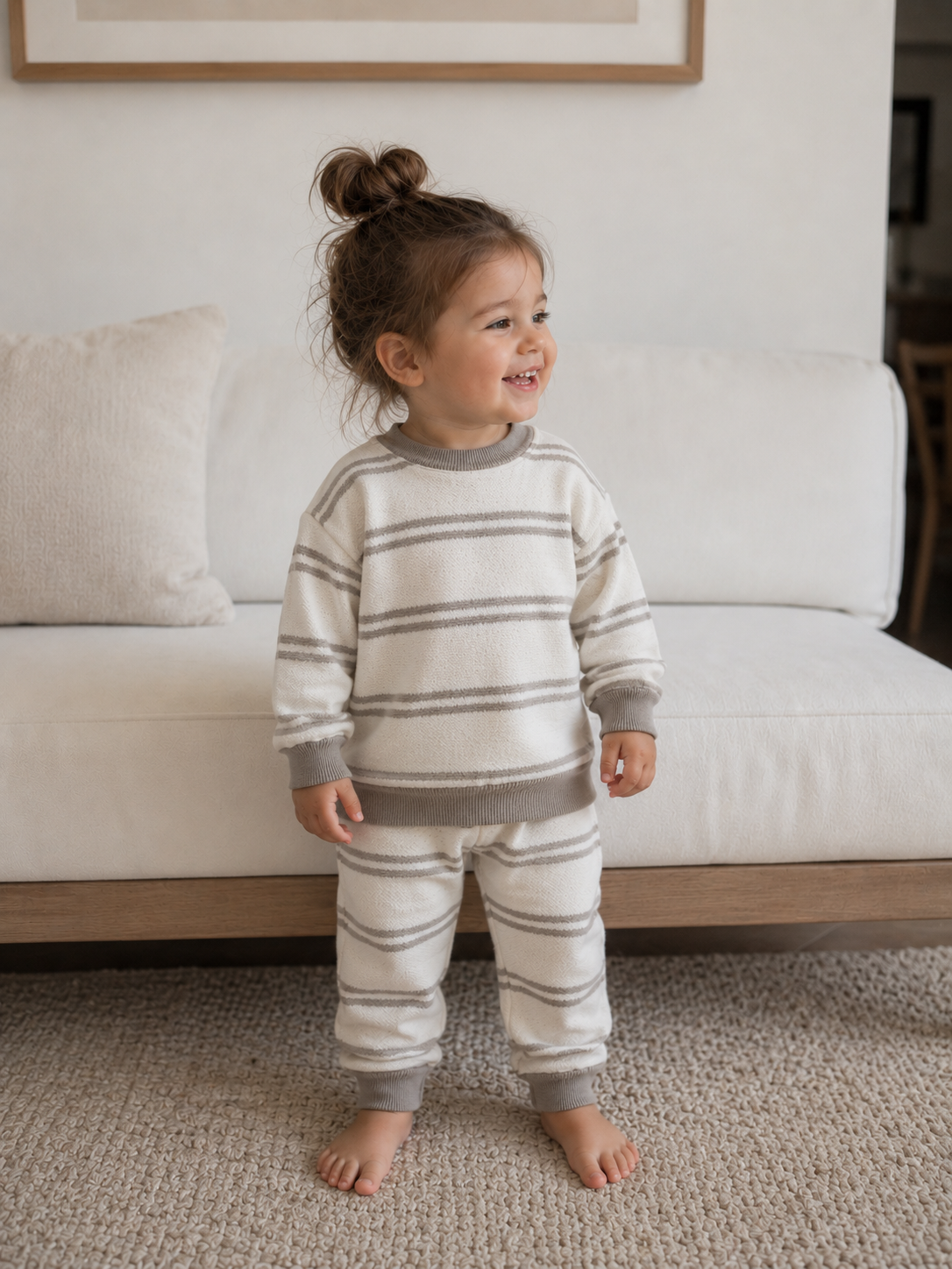 Grey Stripe Cozy Knit Set