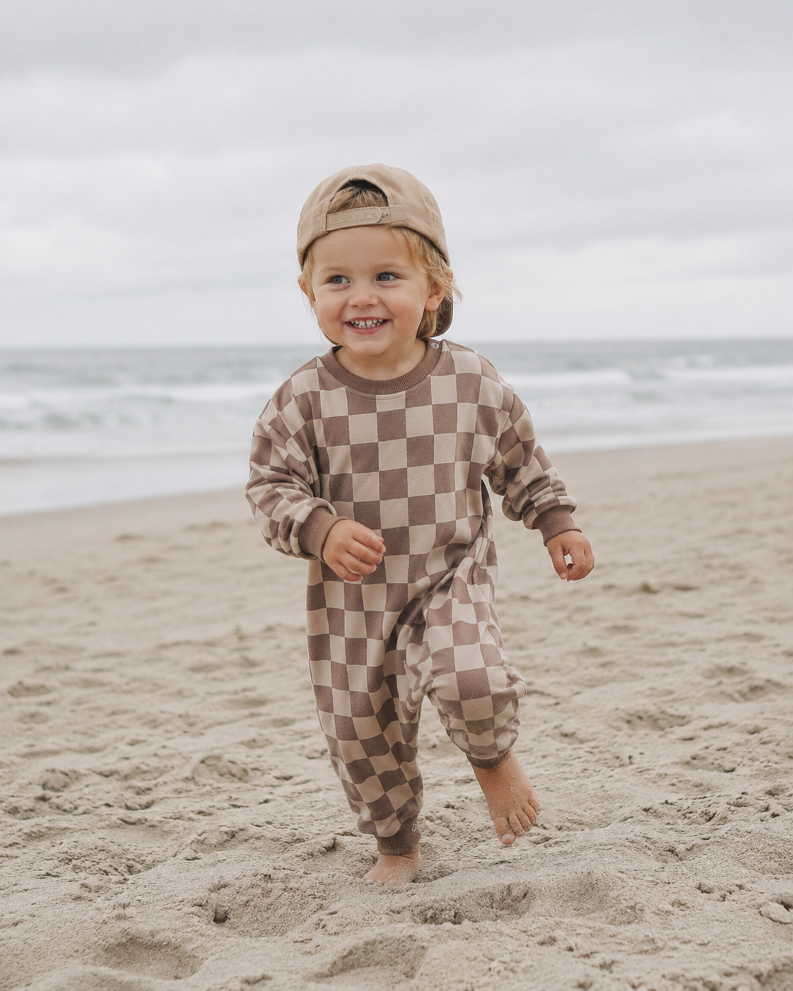 Check Print Oversized Romper
