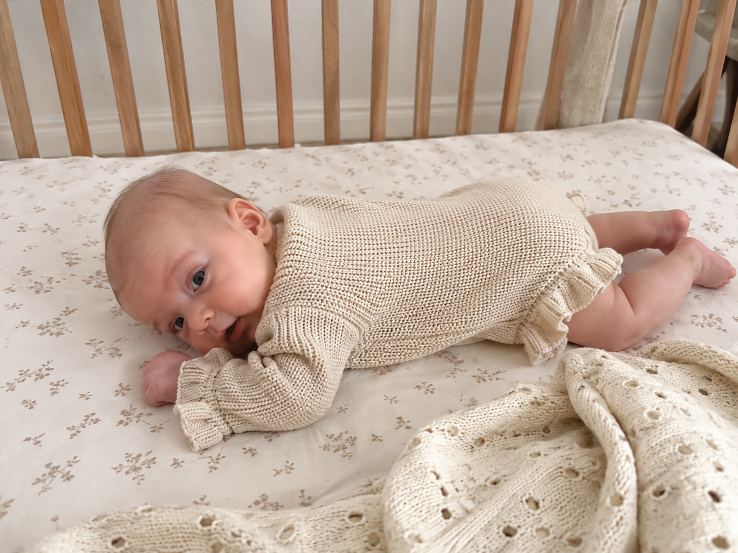 Cotton Knit Ruffle Romper