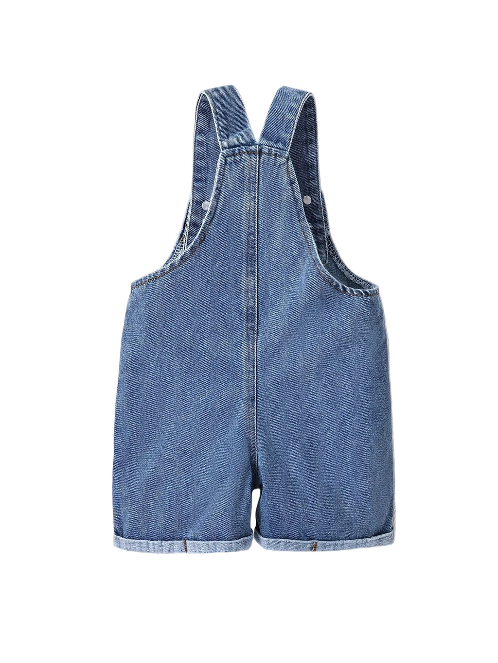 Short Denim Overalls with Bear Patch