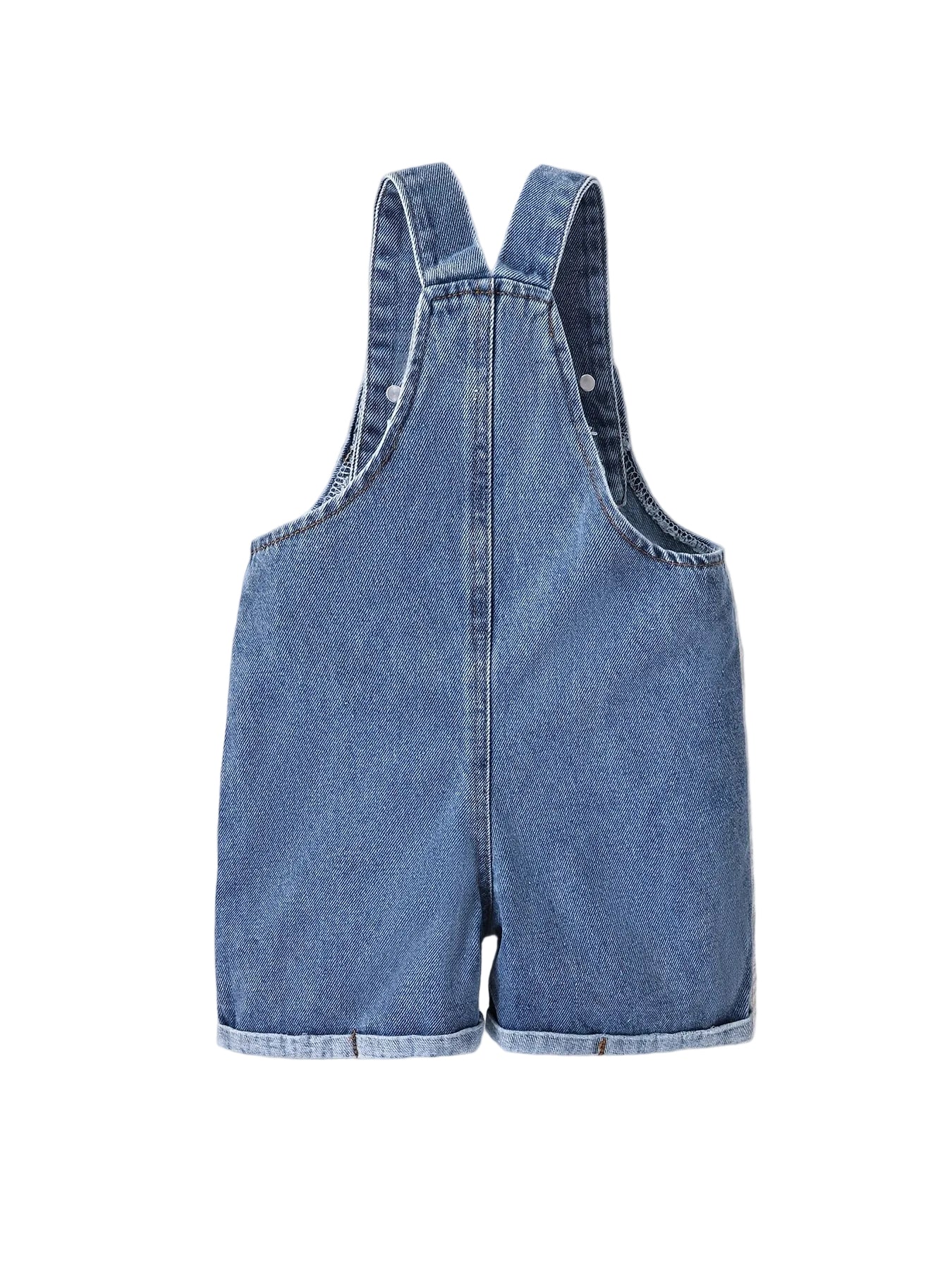 Short Denim Overalls with Bear Patch