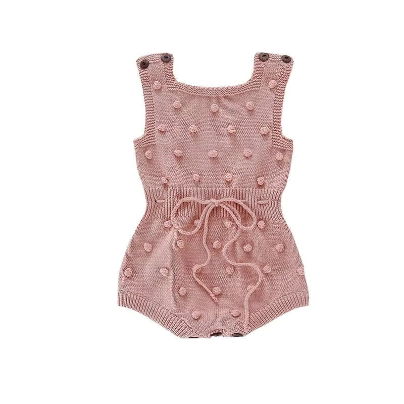 Blush Knitted Pom-Pom Baby Romper