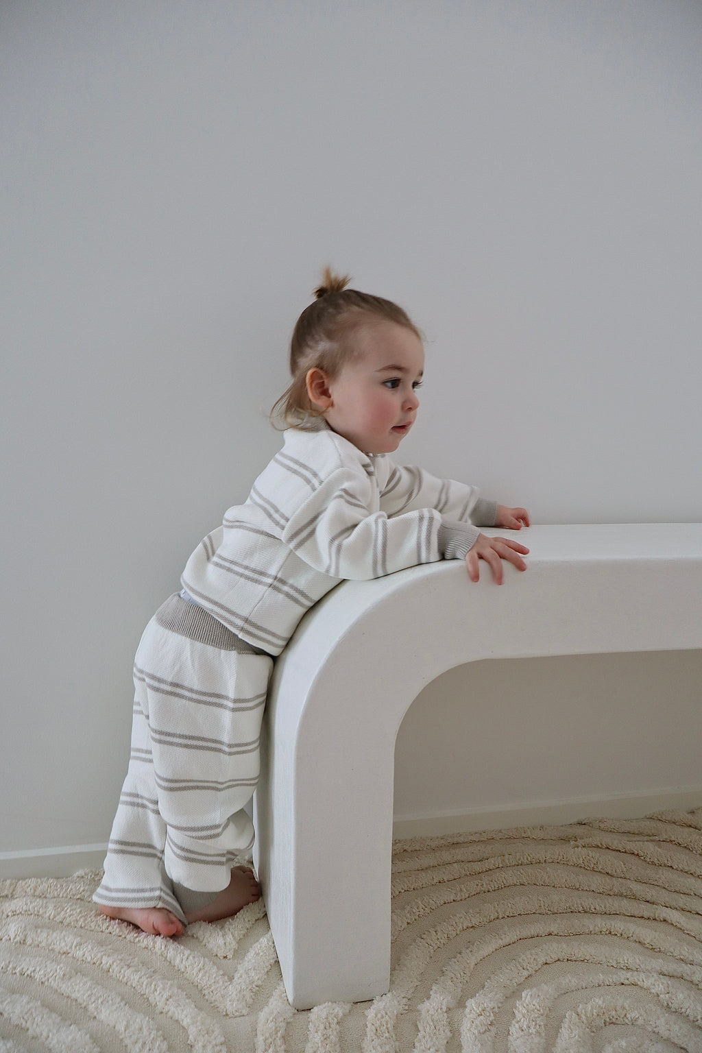 Grey Stripe Cozy Knit Set