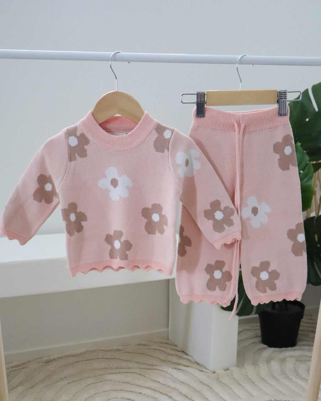Pink Floral Knit Set