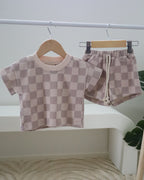 Grey Checkered Cotton Set