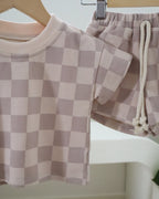 Grey Checkered Cotton Set